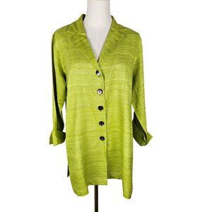 NEW Charlotte Kellogg, Samantha Top Tunic Raw Silk Chartreuse Lime Green Large